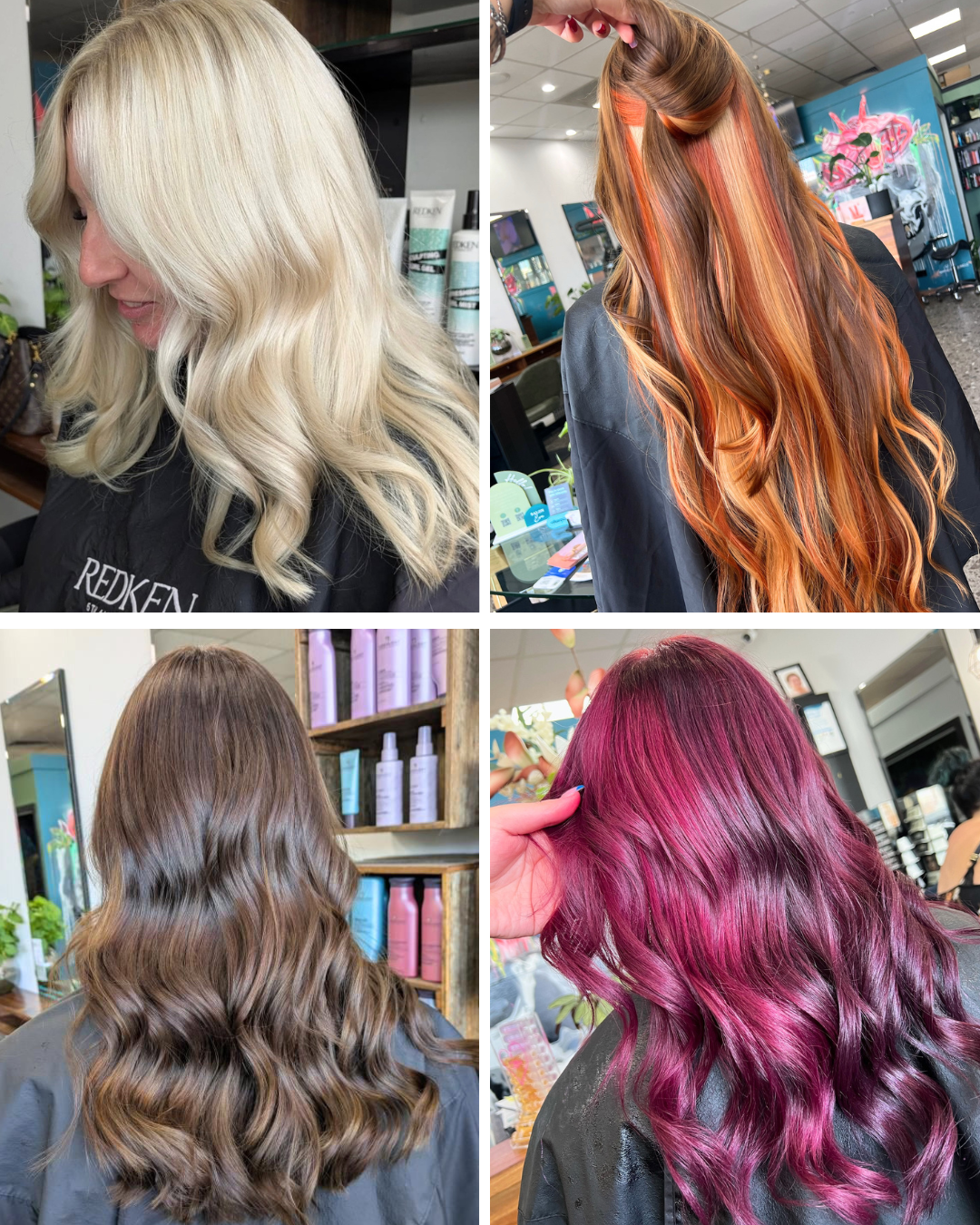different hair colour on clients in salon eve