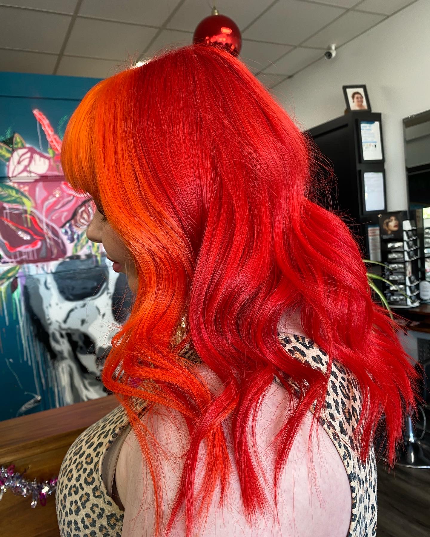Bold Christmas hair colour Geelong, Salon Eve vivid colour