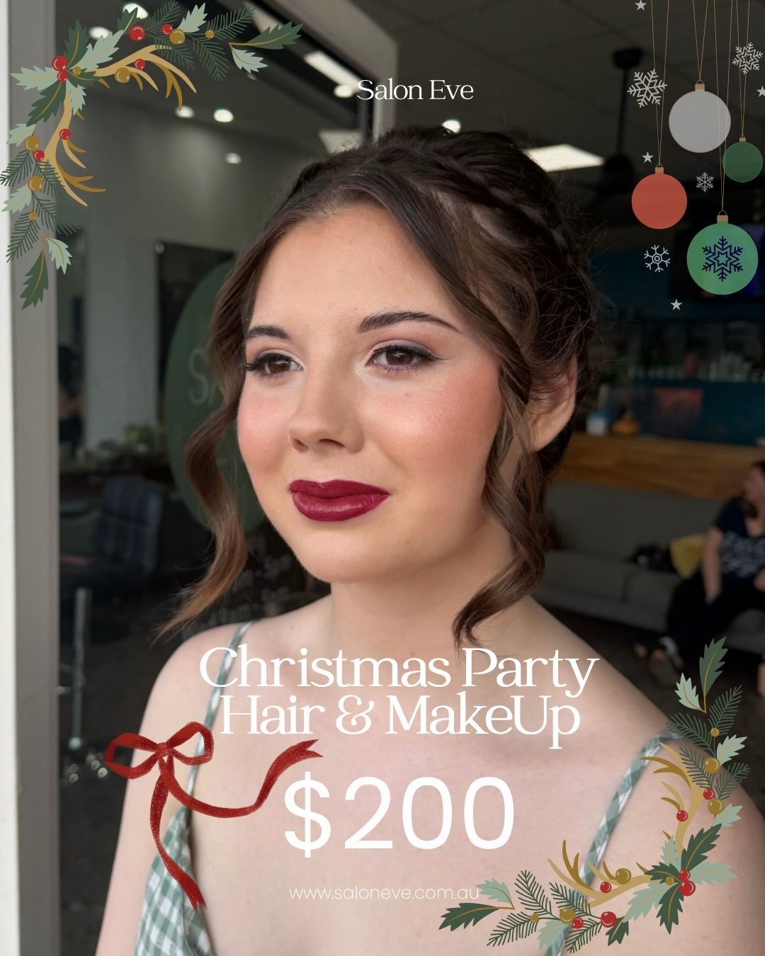 Christmas party hair and makeup package at Salon Eve Geelong, $200
